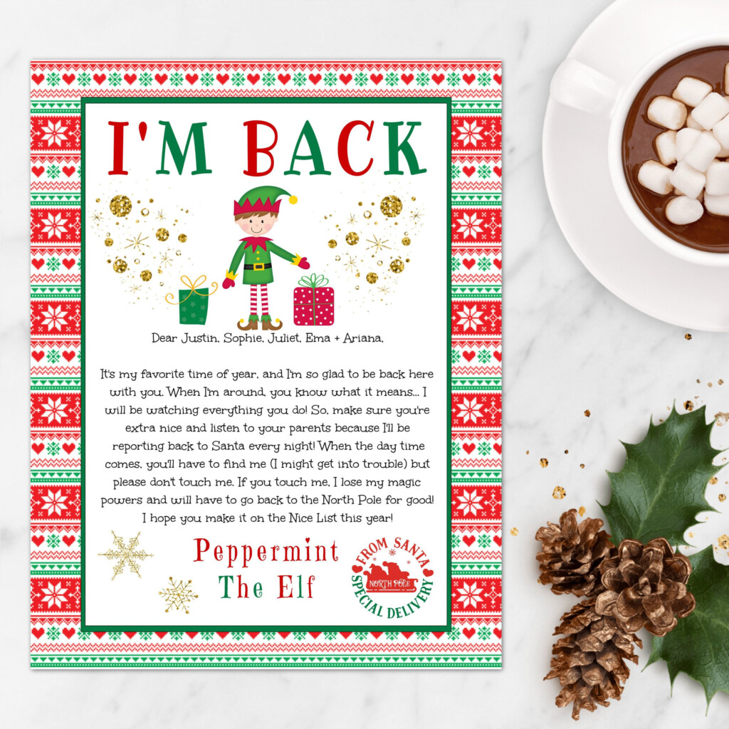 Elf On The Shelf Im Back Letter Free Printable