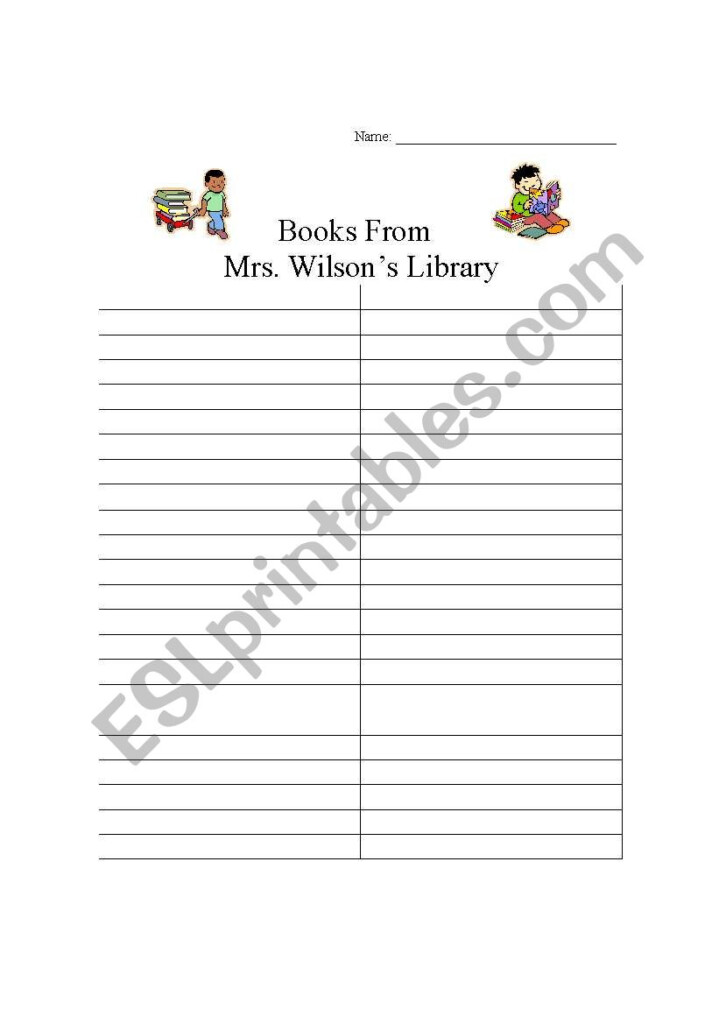 English Worksheets Book Checkout Form