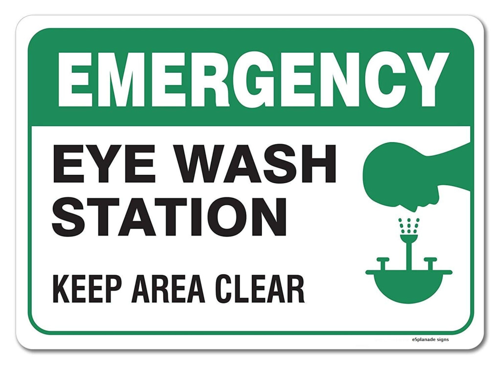 ESplanade Emergency Eye Wash Station Sign Sticker Decal Easy To Mount Weather Resistant Long