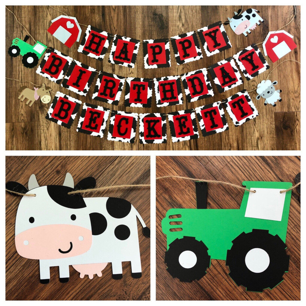 Excited To Share This Item From My Etsy Shop Farm Theme Happy Birthday Banner Cow Print