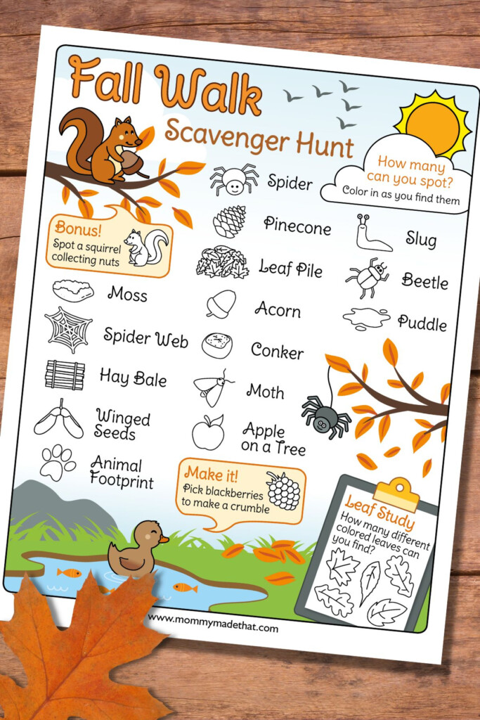 Fall Scavenger Hunt Free Printable 