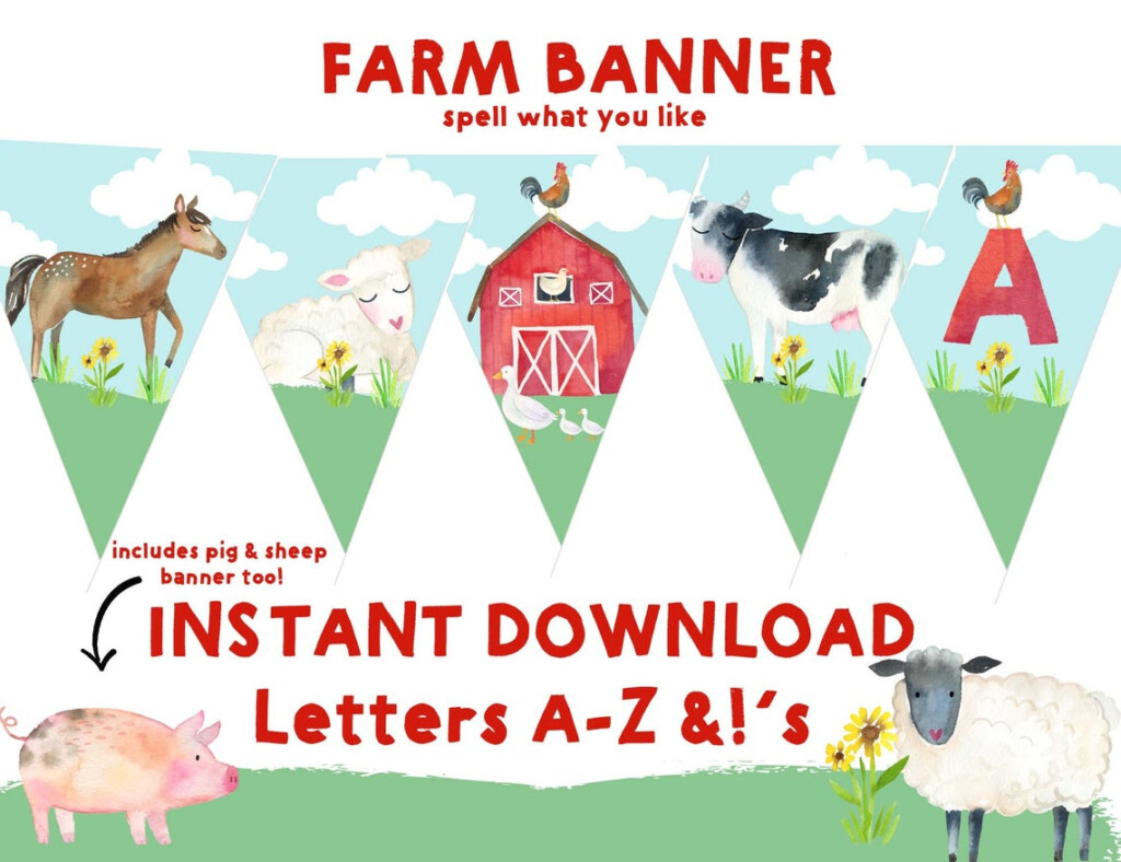 FARM BANNER Farm Instant Download Banner Farm Birthday Party Etsy