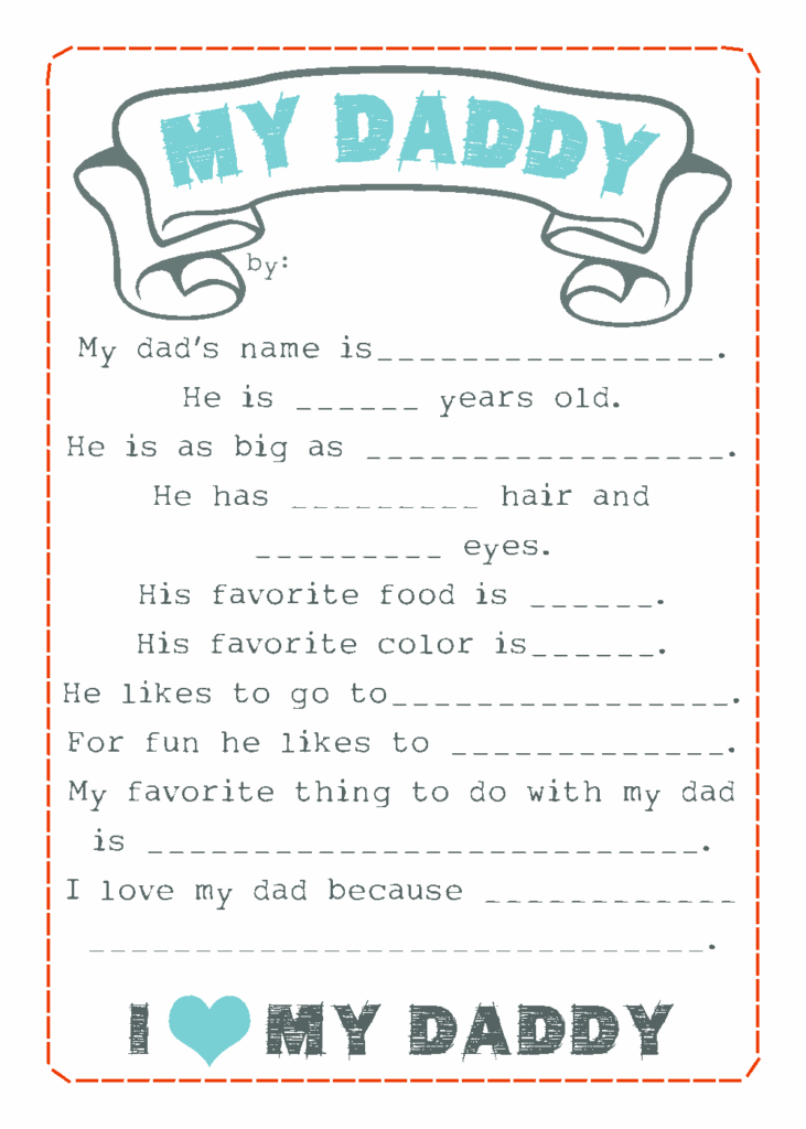 Father S Day Fill In The Blank Printable Free