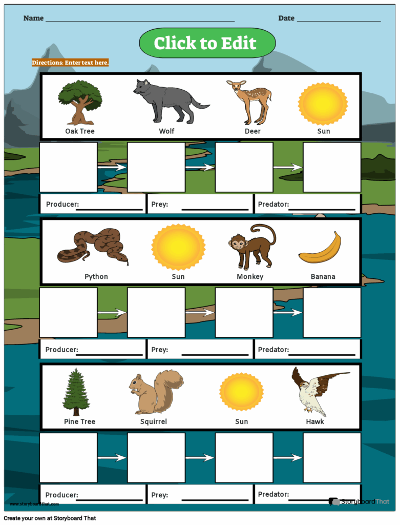Food Chain And Web Worksheets Free Customizable Templates