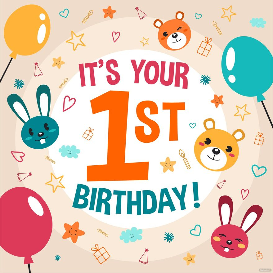 FREE 1st Birthday Card Template Download In Word Google Docs PDF Illustrator Photoshop