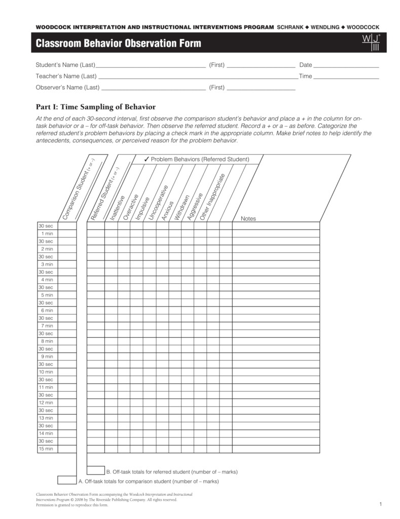 FREE 4 Behavior Observation Forms In PDF MS Word