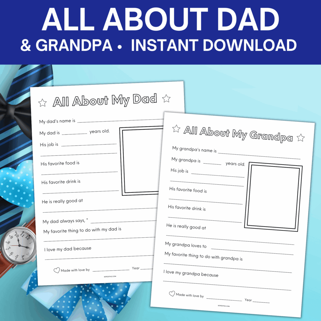 Free All About Dad Printable 2024 So Festive 
