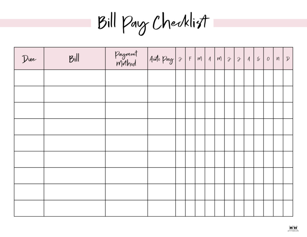 Free Bill Tracker Printables