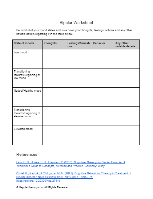 Free Bipolar Disorder Worksheet Download Free Bipolar Disorder 