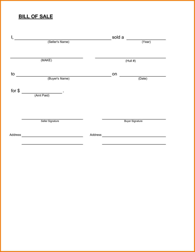 Free Car Bill Of Sale Template Simple Retlite