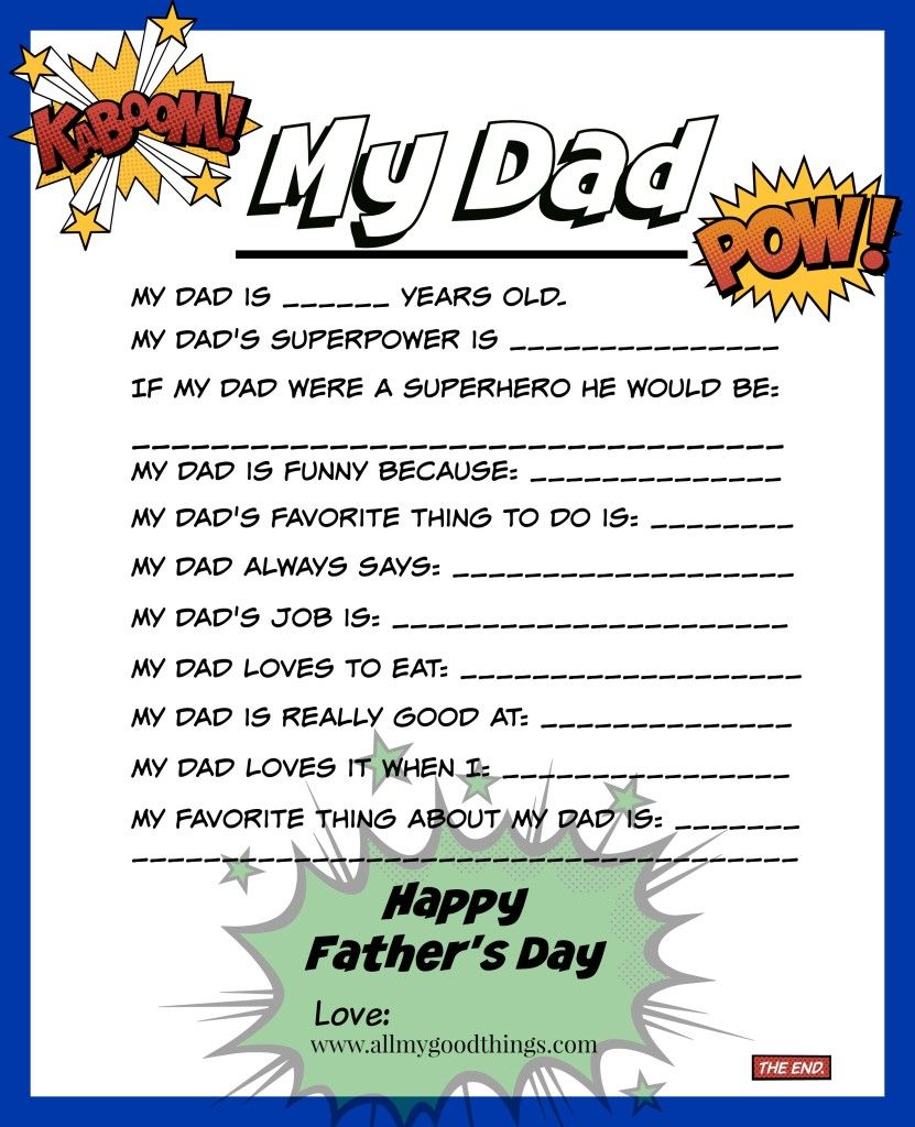 Free Father S Day Printable Kids Fathers Day Crafts Father S Day Activities Father S Day