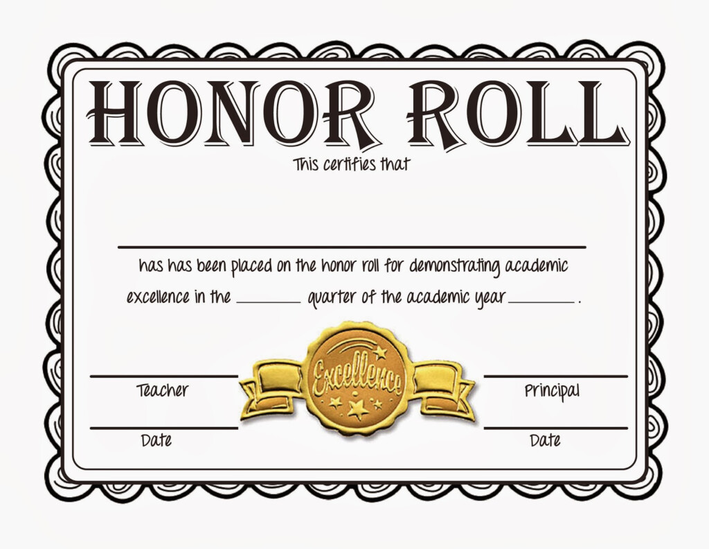 Free Honor Roll Certificate Printables Printable Word Searches