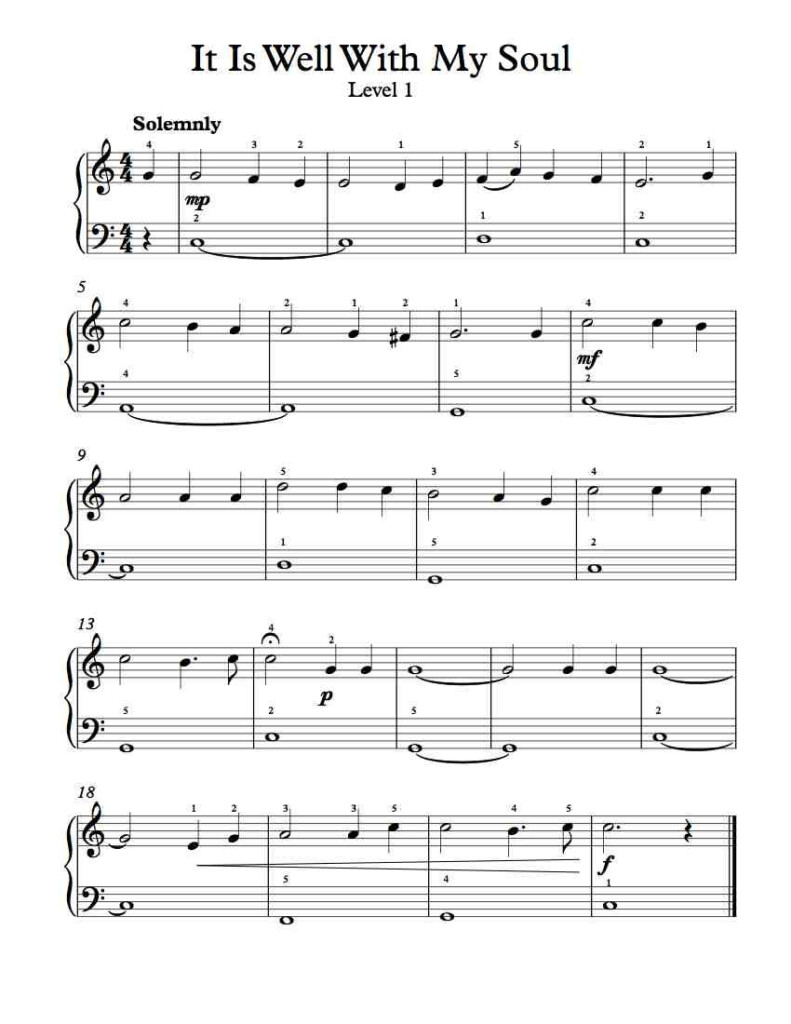 Free Piano Arrangement Sheet Music It Is Well With My Soul Piano Sheet Music Free Easy