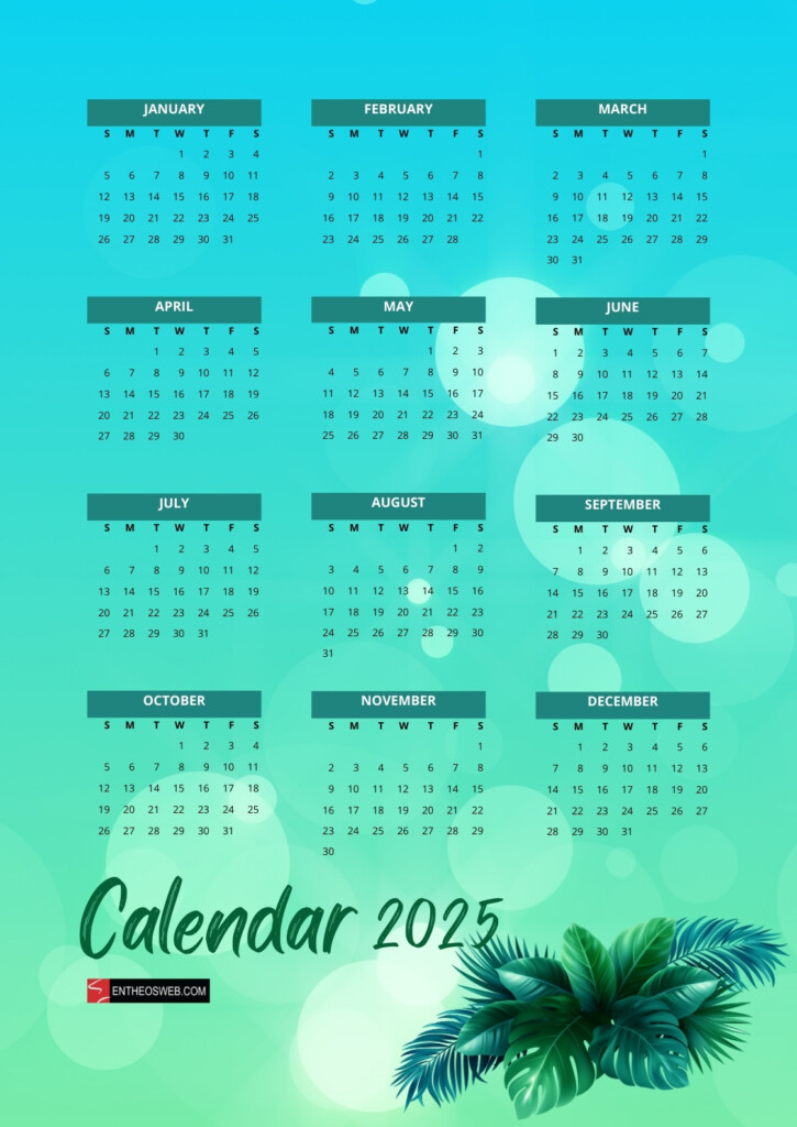 Free Printable 2025 Calendar Free Printable 2025 Calendar EntheosWeb