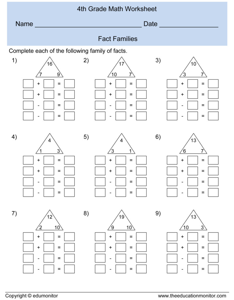 Free Printable 4th Grade Math Worksheets Printable Worksheets