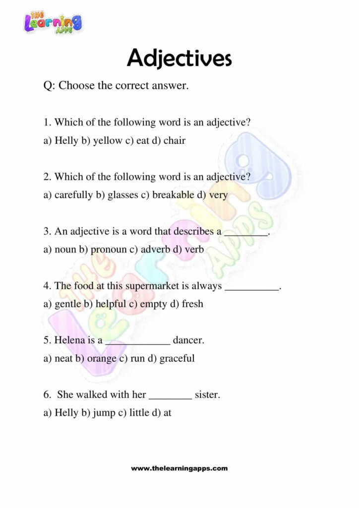 Free Printable Adjectives Worksheets For Grade 3