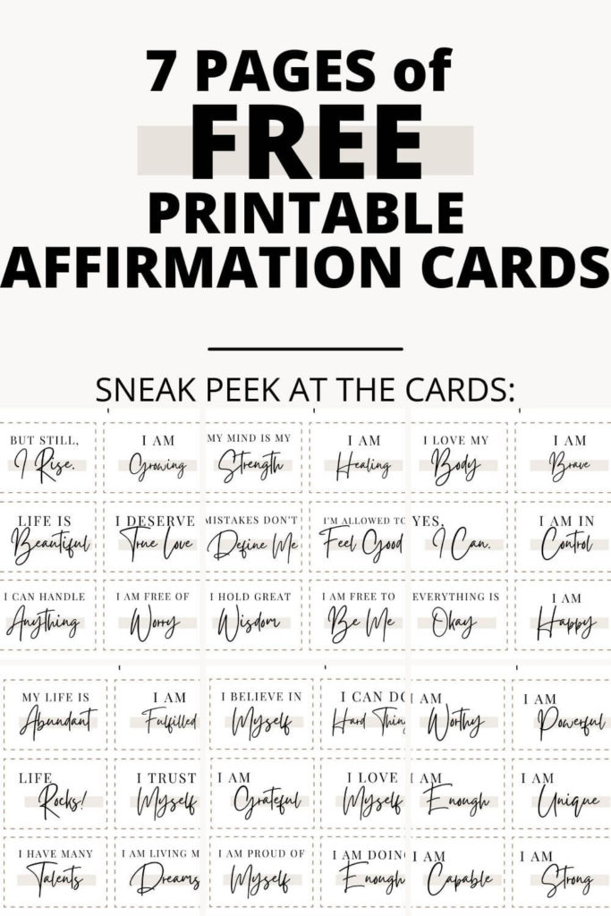 Free Printable Affirmation Cards 100 Affirmation Ideas 
