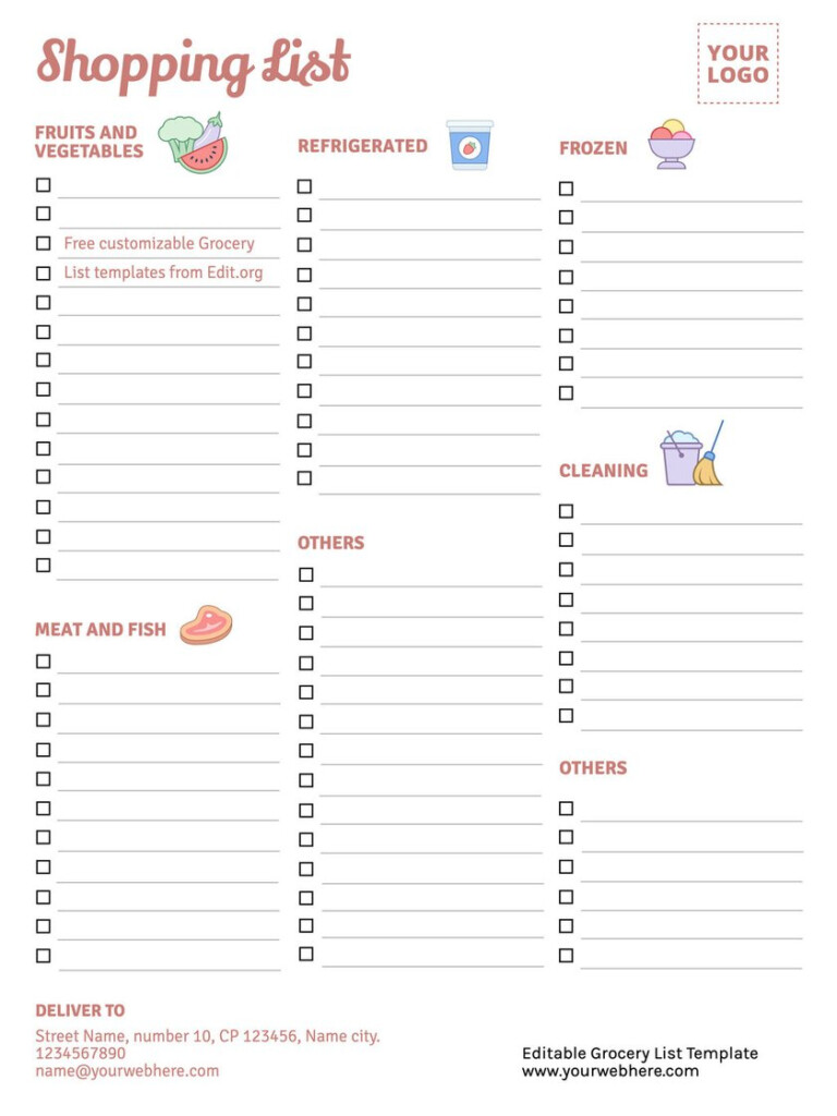 Free Printable And Customizable Grocery List Templates 59 OFF