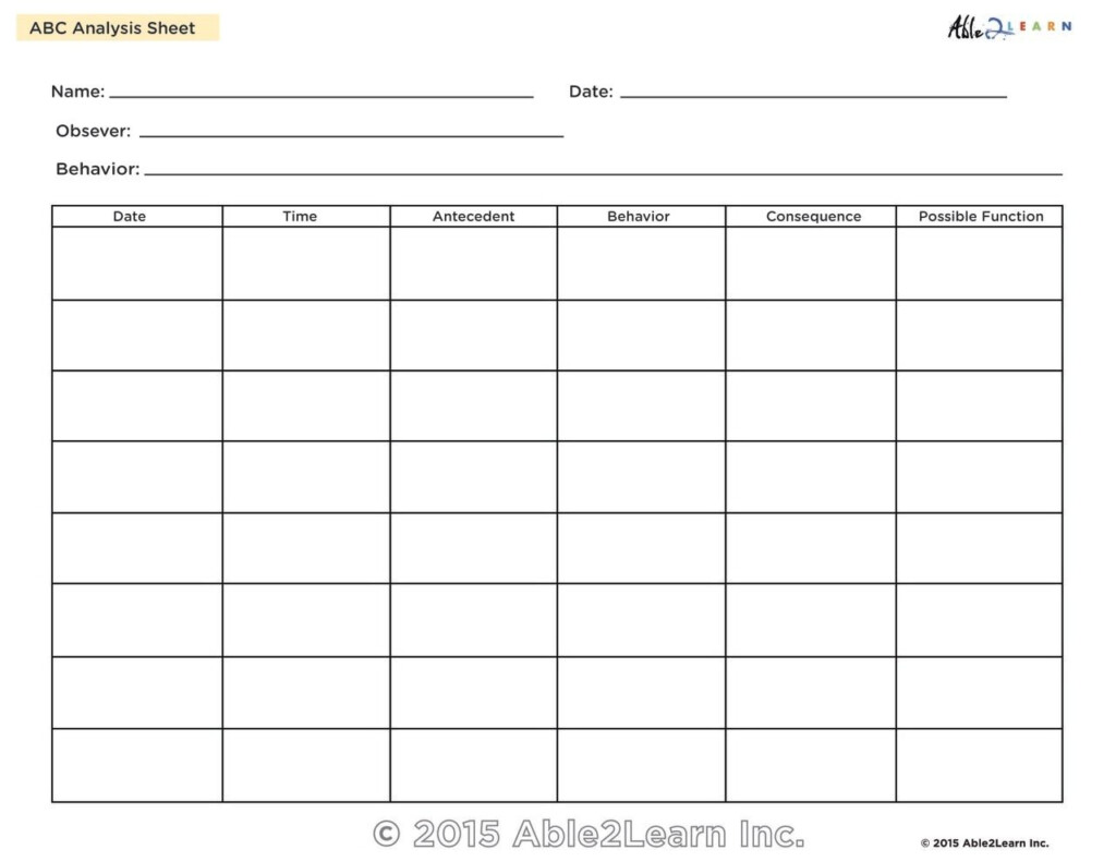 Free Printable Antecedent Behavior Consequence Chart PrintableBehaviorChart