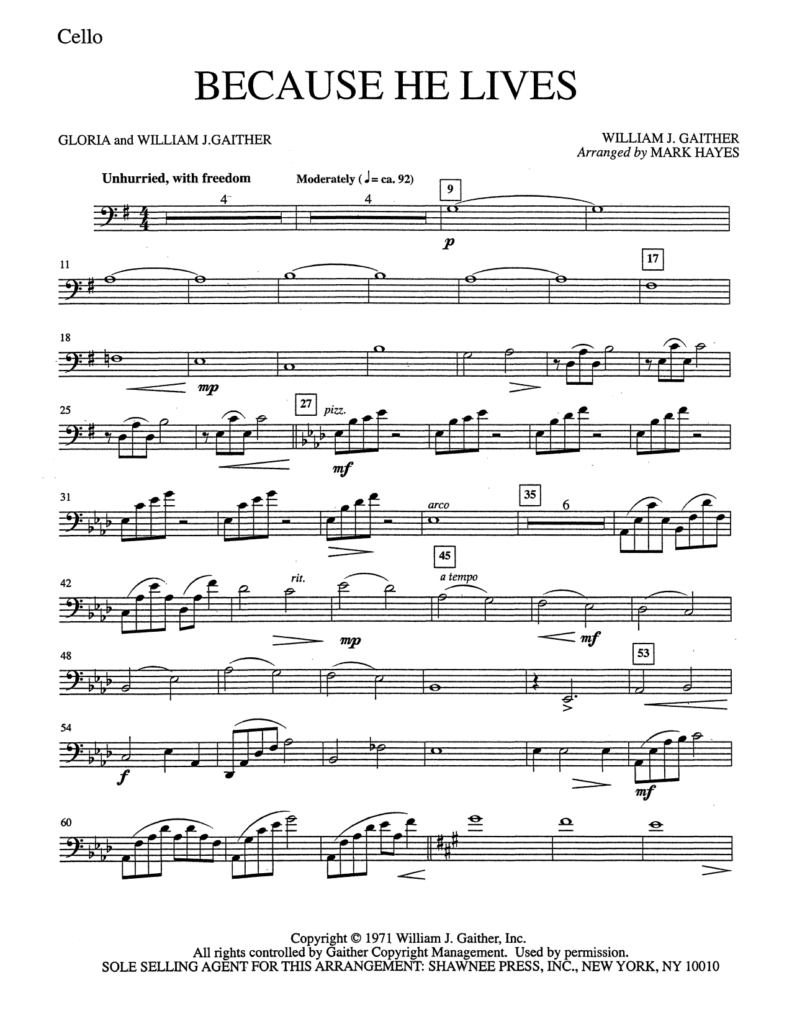 Free Printable Because He Lives Sheet Music