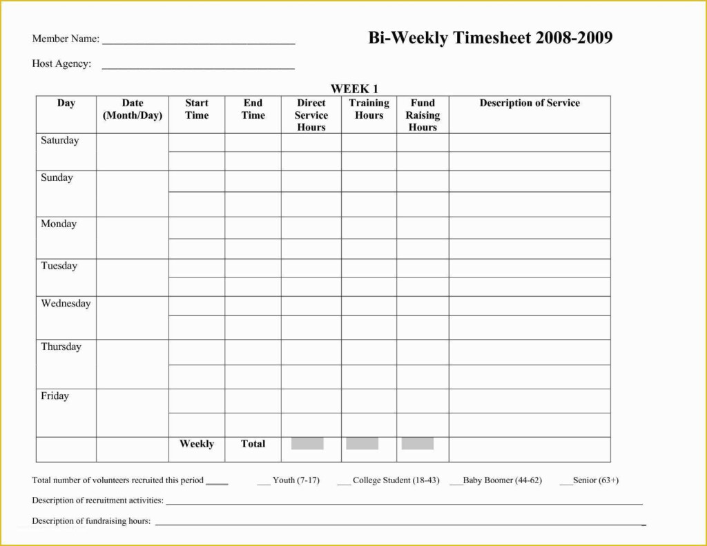 Free Printable Bi Weekly Timesheet Template Of Printable Blank Bi Weekly Employee Schedule