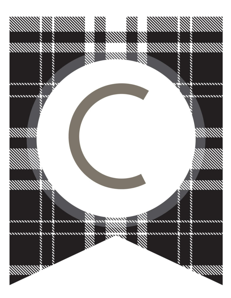 Free Printable Black And White Plaid Banner Letters World Of Printables Banner Letters Diy