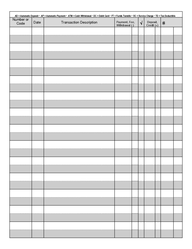 Free Printable Blank Check Register Printable Checks Checkbook Register Printable Check Register