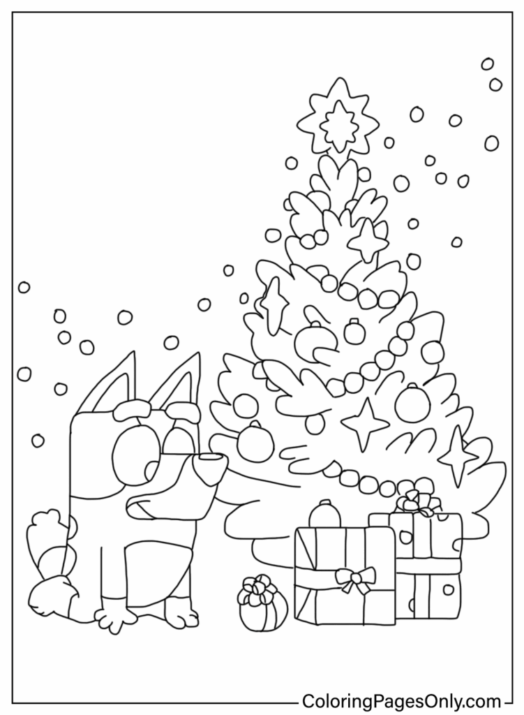 Free Printable Bluey Christmas Coloring Pages Free Coloring Sheet 