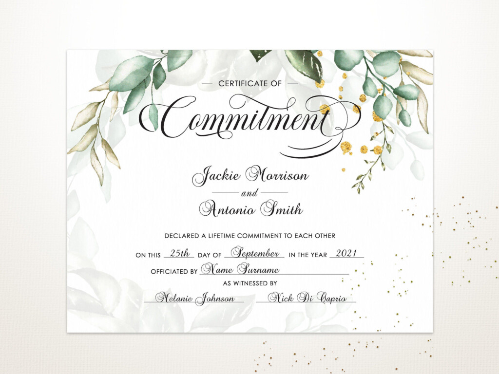 Free Printable Certificate Of Commitment Template Printable Templates