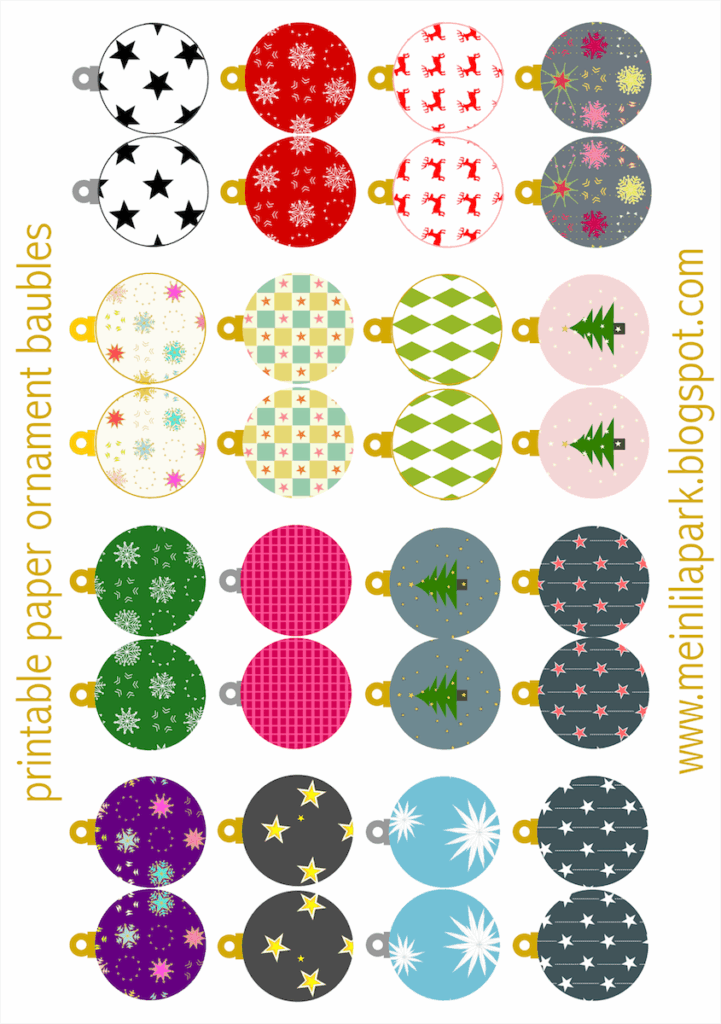 Free Printable Christmas Ornaments Baubles Ausdruckbarer Weihnachtsschmuck Freebie