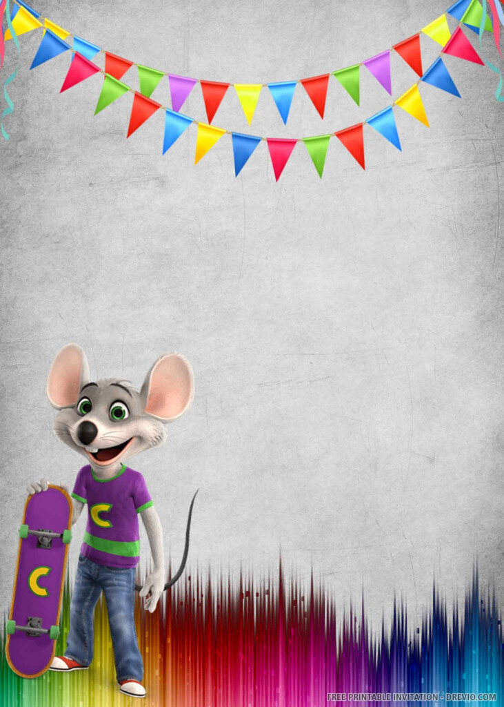  FREE PRINTABLE Chuck E Cheese Birthday Invitation Template