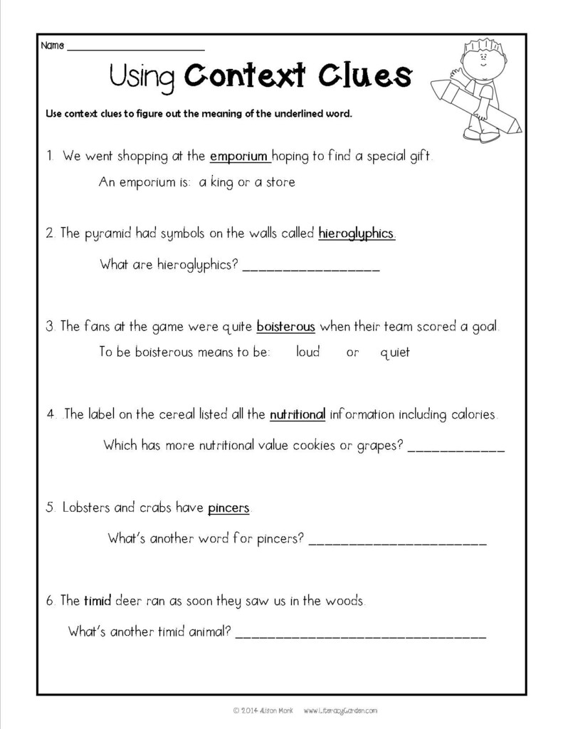 Free Printable Context Clues Worksheets Lexia S Blog