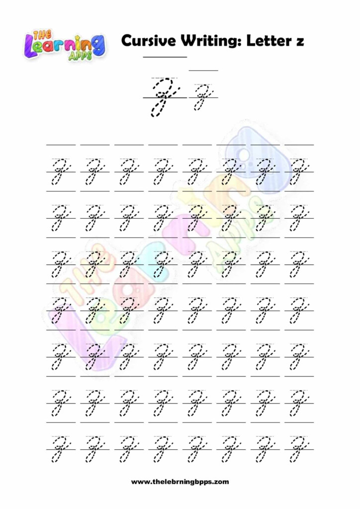 Free Printable Cursive Letter Z Writing Grade 1 Worksheets