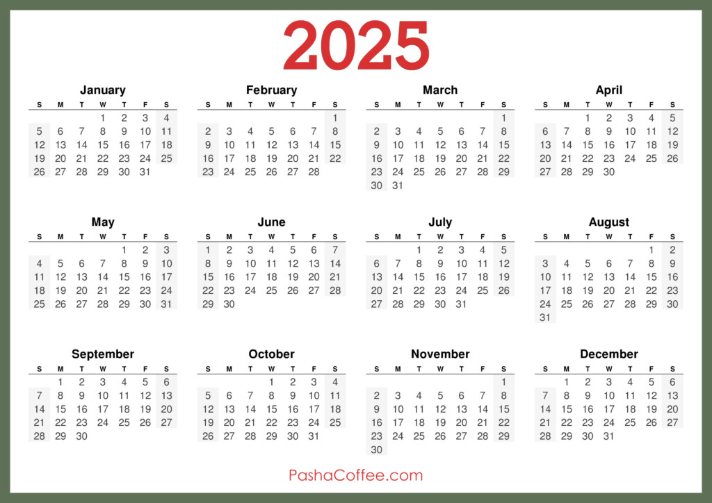 Free Printable Downloadable 2025 Calendar Weekly Leone Genovera