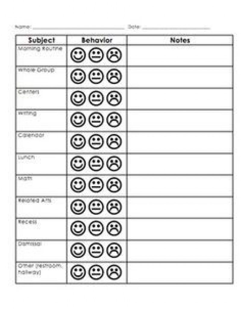 Free Printable Editable Free Smiley Face Behavior Chart Printable Computer Tools