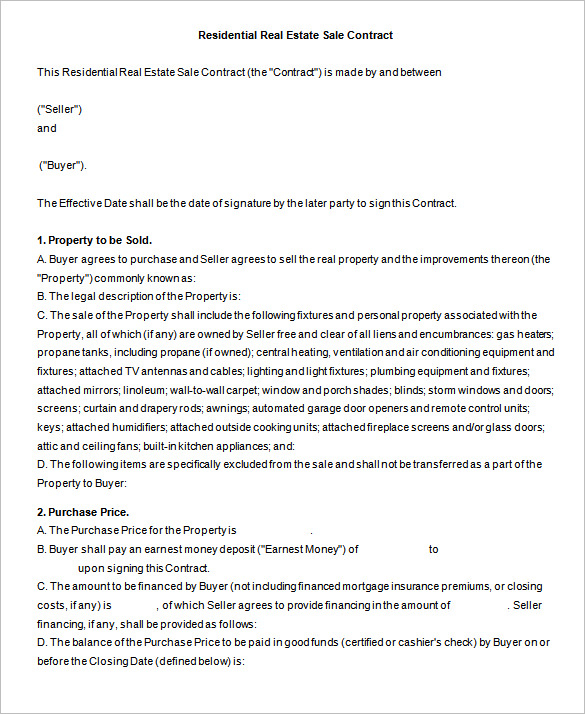 Free Printable Estate Sale Contract Free Templates Printable