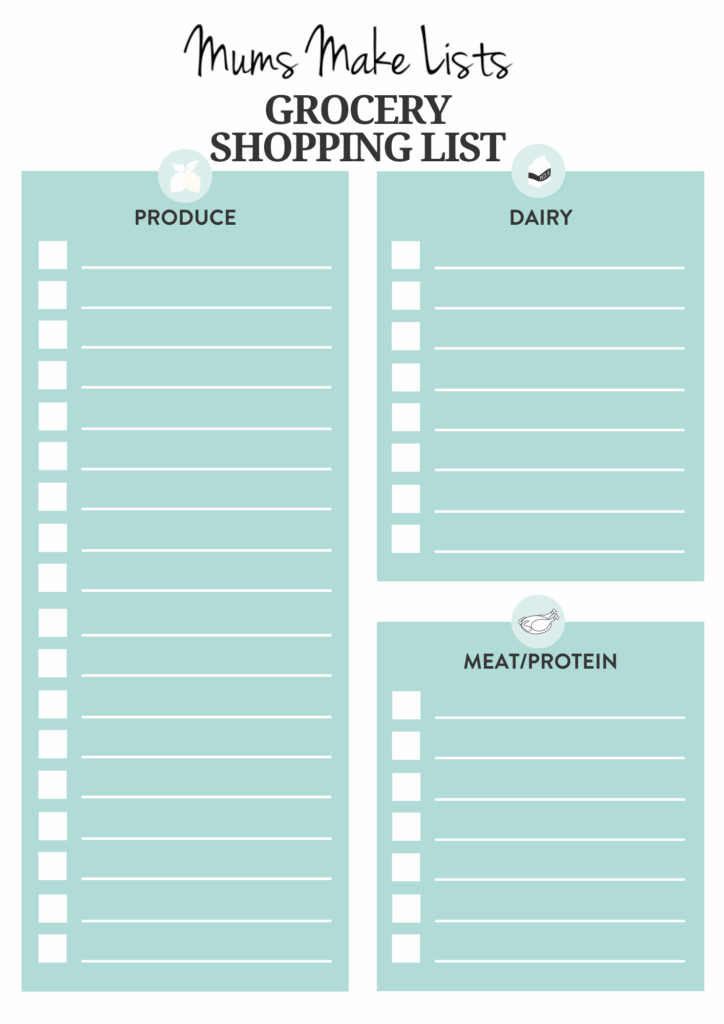 FREE Printable Grocery Shopping List Template