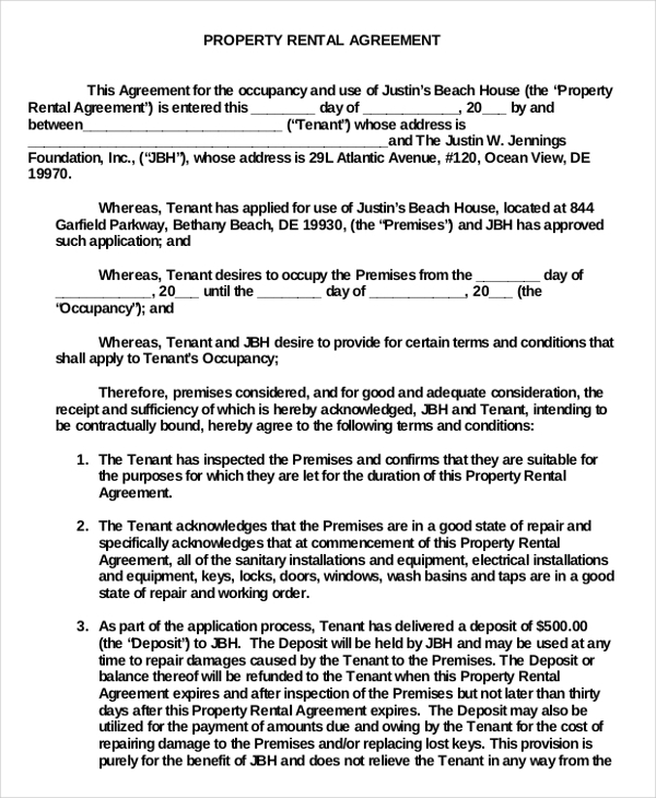 Free Printable House Rental Agreement