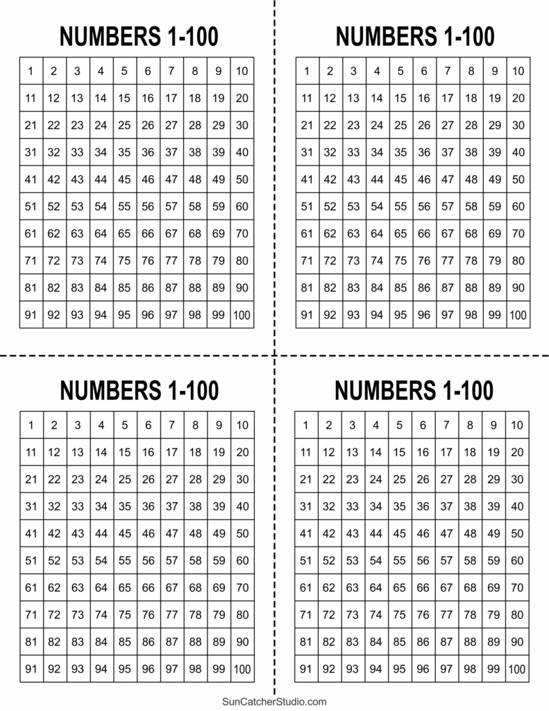 Free Printable Hundreds Charts Numbers 1 To 100 DIY Projects Patterns Monograms Designs