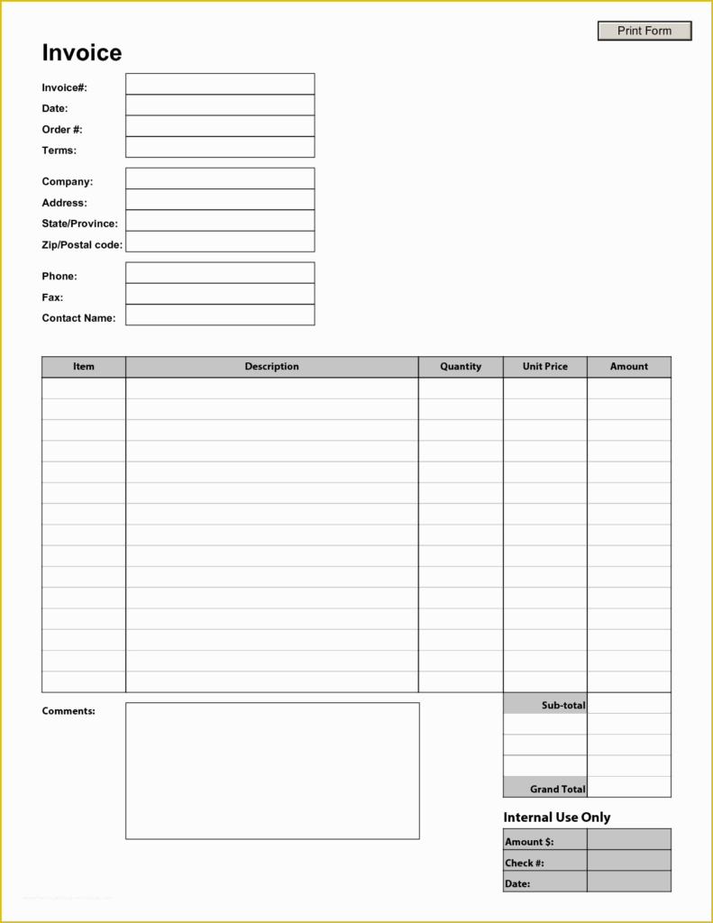 Free Printable Invoice Templates Of Blank Invoice Template Blank Invoice Heritagechristiancollege