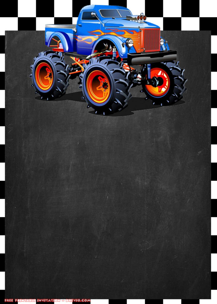 FREE Printable Monster Truck Invitation Templates UPDATED DREVIO
