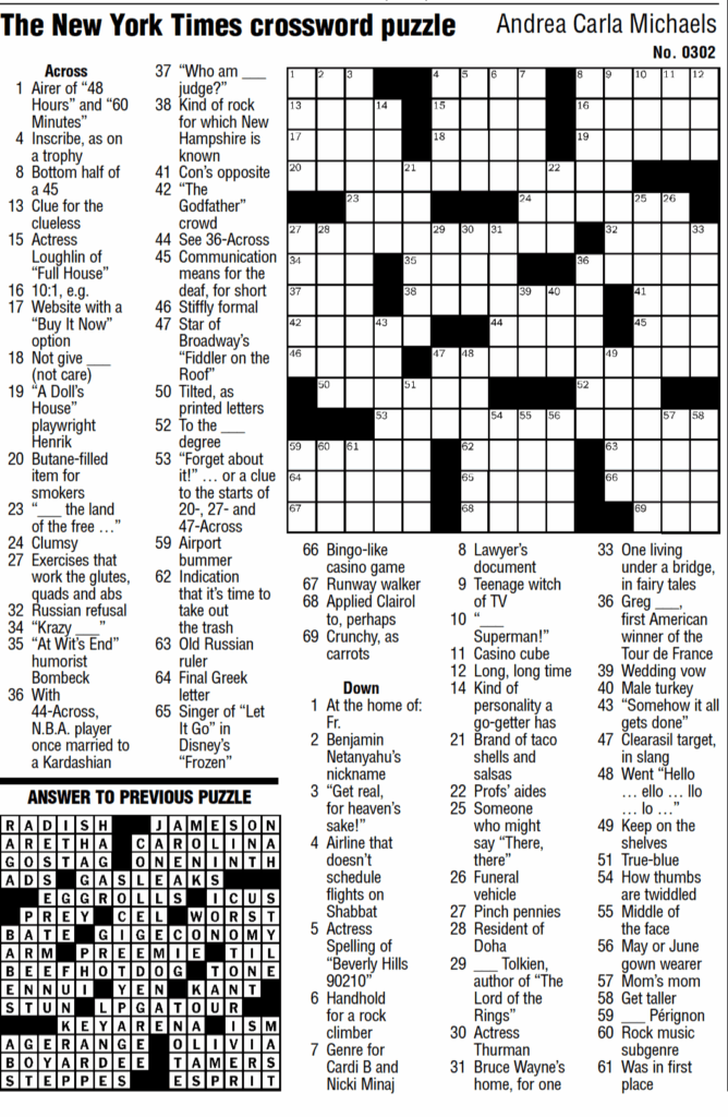 Free Printable New York Times Crossword Puzzles Web A Free Online Puzzle Published Every Weekday