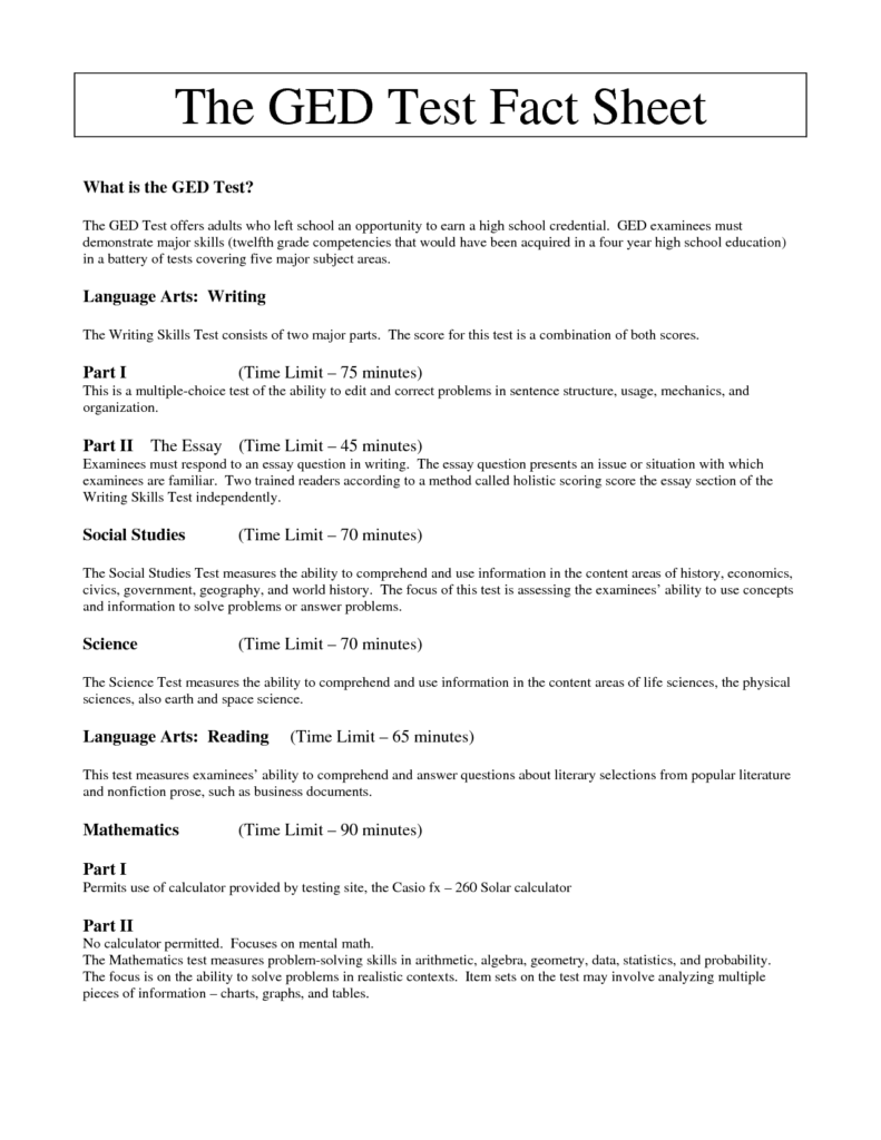 Free Printable Printable Ged Practice Worksheets Pdf