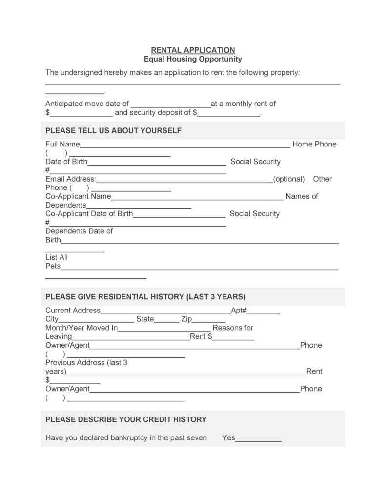 Free Printable Rental Application Form Customize And Print