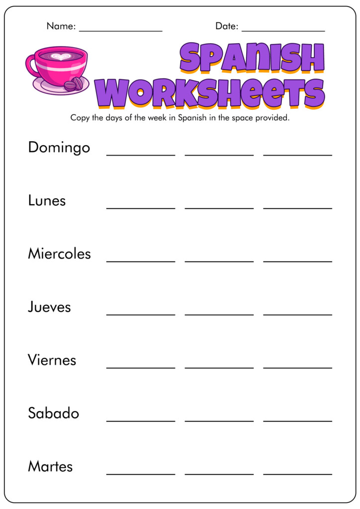 Free Printable Spanish Worksheets Printable Word Searches