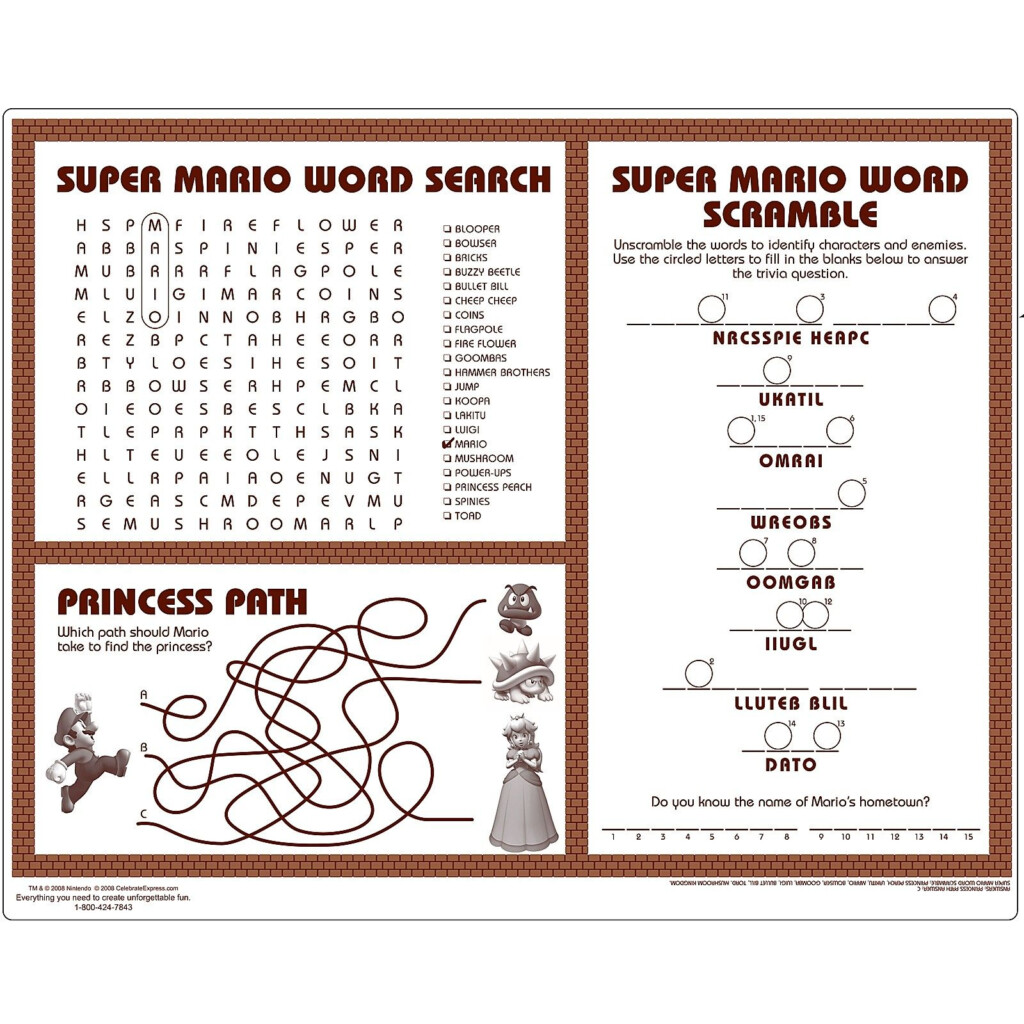 Free Printable Super Mario Activity Sheets