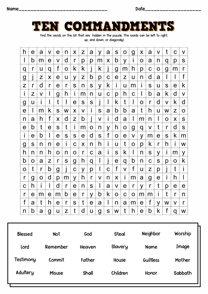 Free Printable Ten Commandments Worksheets Free Printable Templates