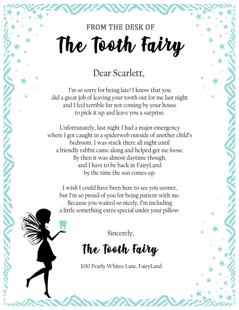 Free Printable Tooth Fairy Letter