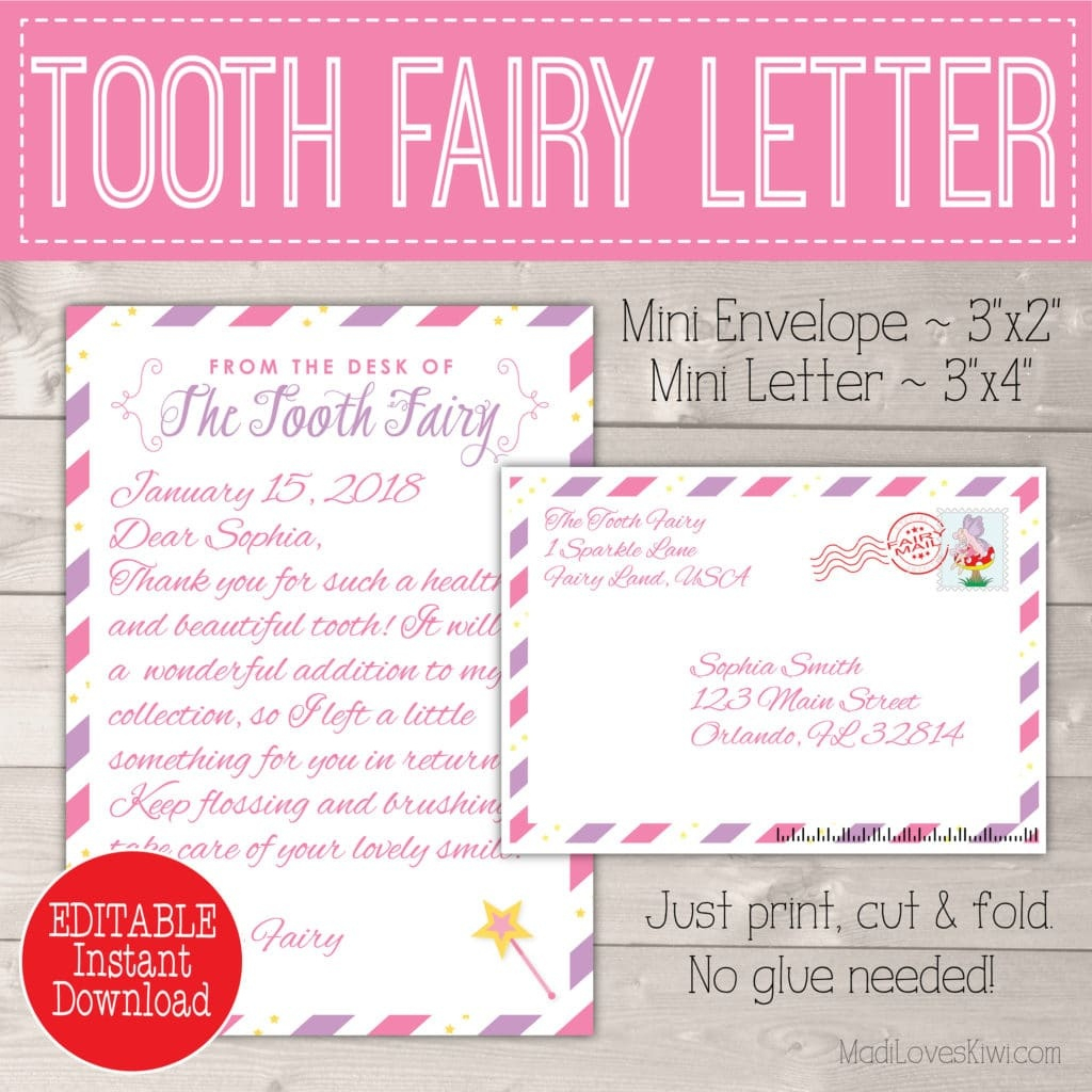 Free Printable Tooth Fairy Letter And Envelope