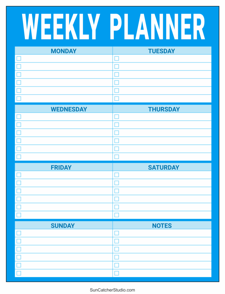 Free Printable Weekly Planner Templates PDF DIY Projects Patterns Monograms Designs